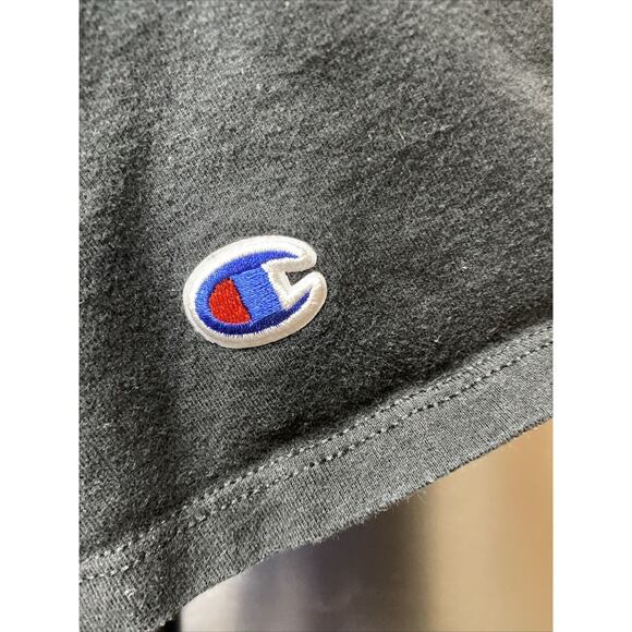Champion T-Shirt Men's Large L Short Sleeve Embroidered Logo Crew Neck Black - Picture 2 of 7